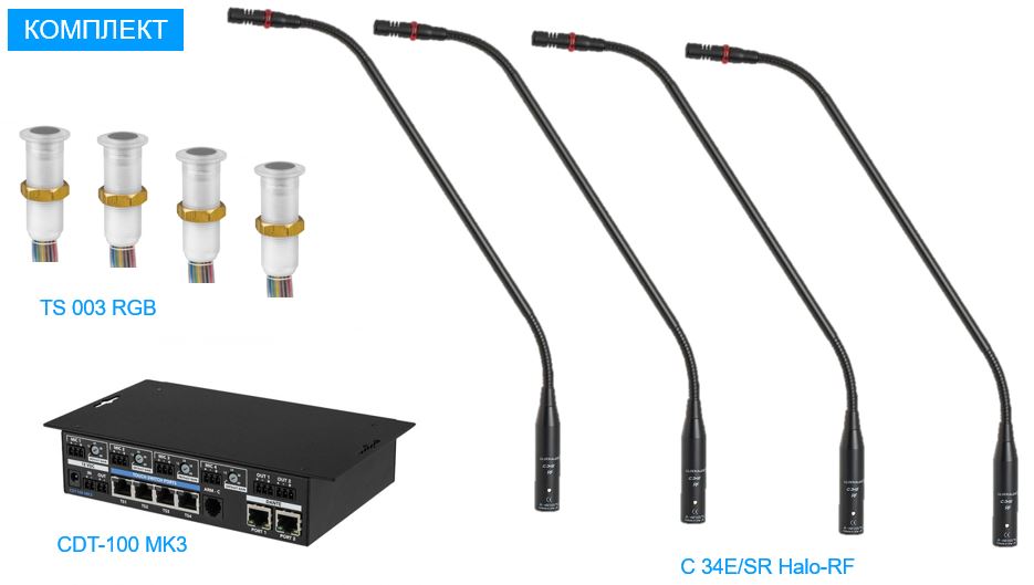 Комплект Clockaudio Dante с микрофонами на гусиной шее